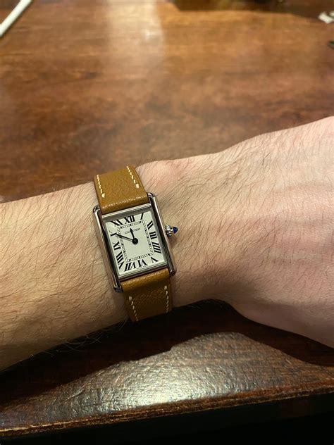 cartier tank.must small|cartier tank must on wrist.